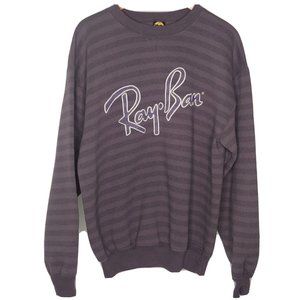 Vintage Mens XL 90s Ray Ban Sweatshirt Striped Purple HL Miller Crew Neck